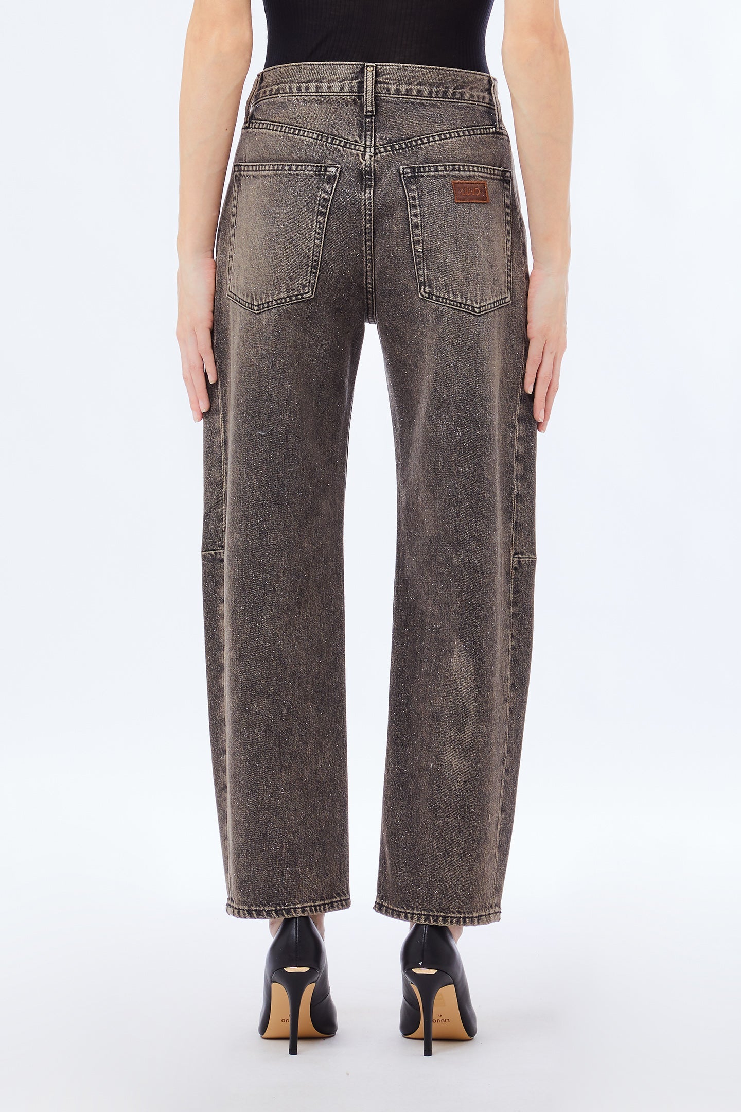 Liu Jo Milano Women’s Boyfriend Jeans in Stonewash Denim with Glitter Detail