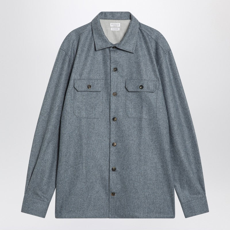 Brunello Cucinelli Shirt grey cloud in wool