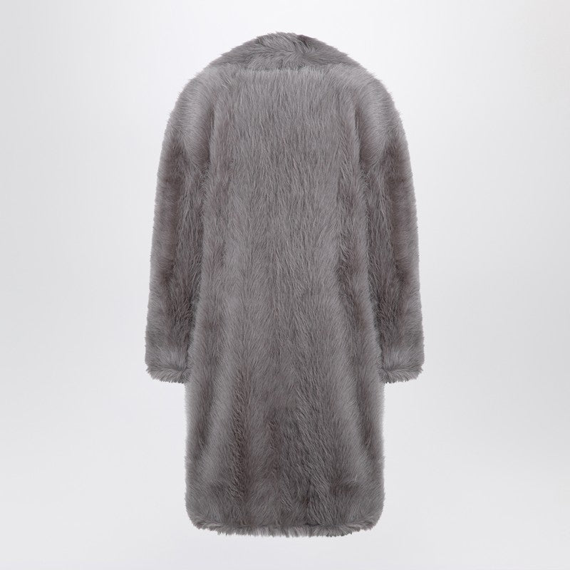 Sportmax Light grey faux fur coat