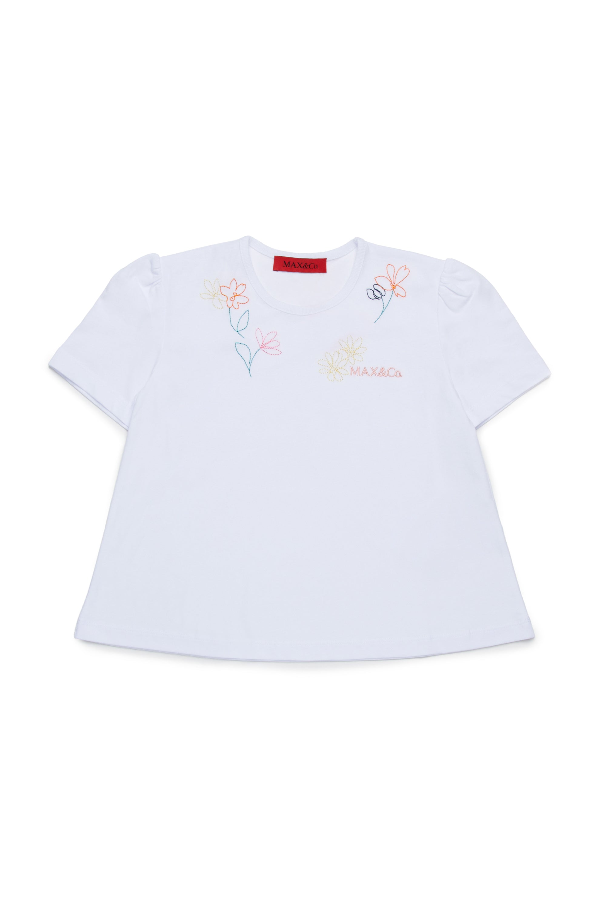 MAX&Co. White Floral Embroidered Cotton T-Shirt