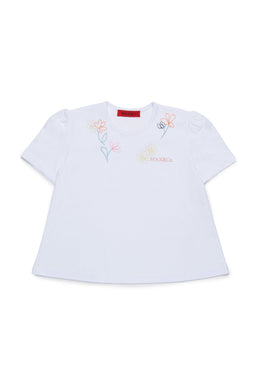 MAX&Co. White Floral Embroidered Cotton T-Shirt