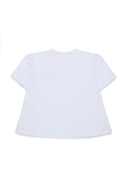 MAX&Co. White Floral Embroidered Cotton T-Shirt