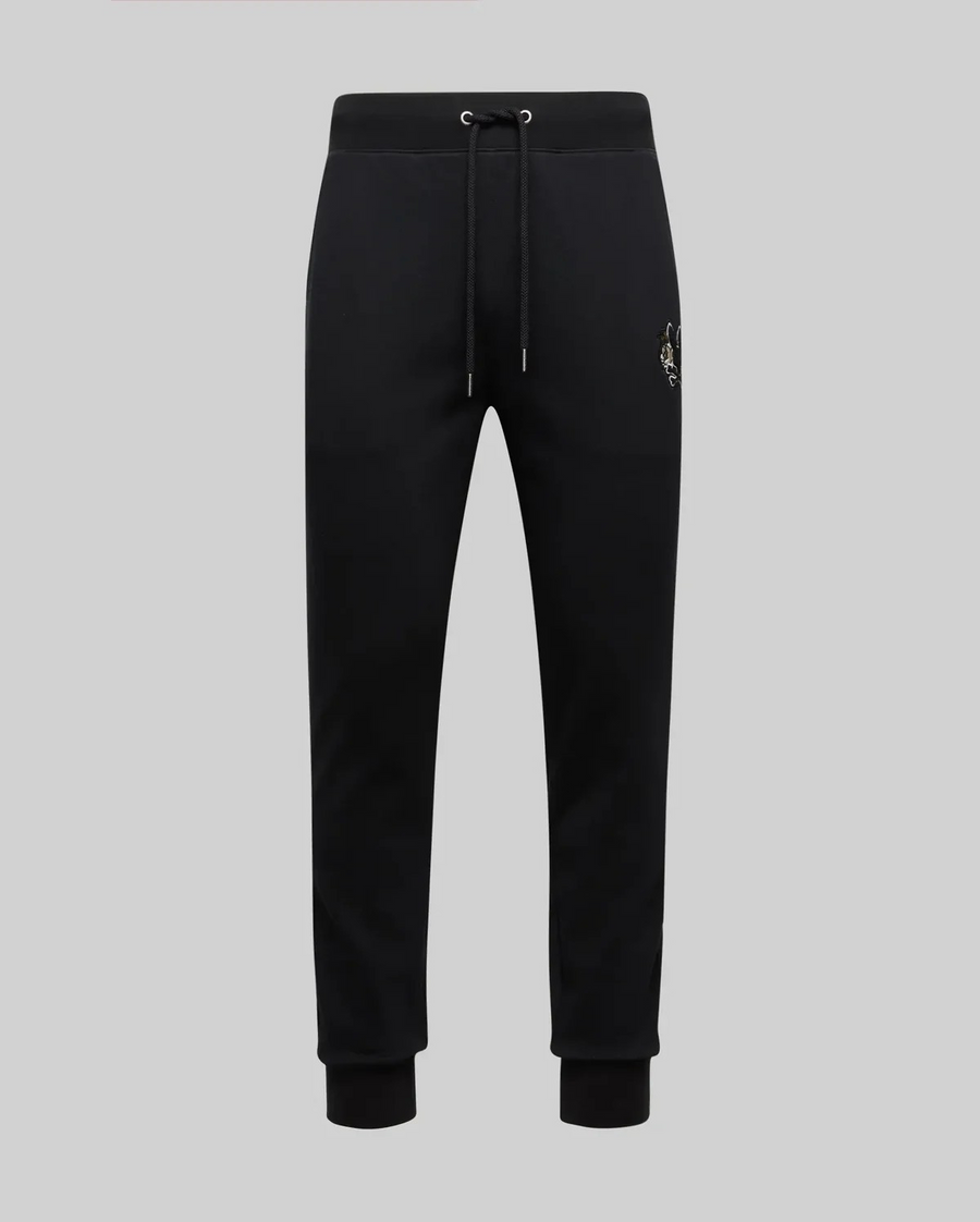 Psycho Bunny Auguste Floral Patch Jogger Pants in Black