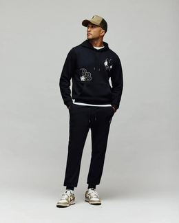 Psycho Bunny Auguste Floral Patch Jogger Pants in Black