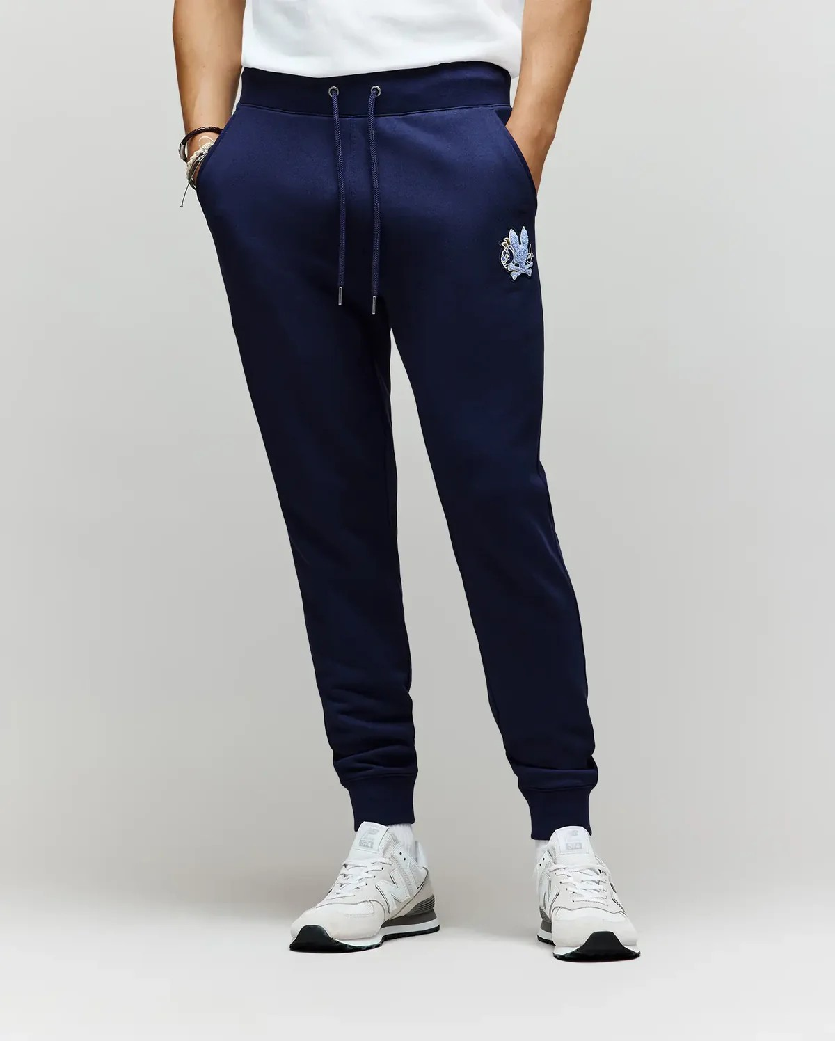 Psycho Bunny Auguste Floral Patch Jogger Pants in Evening Blue