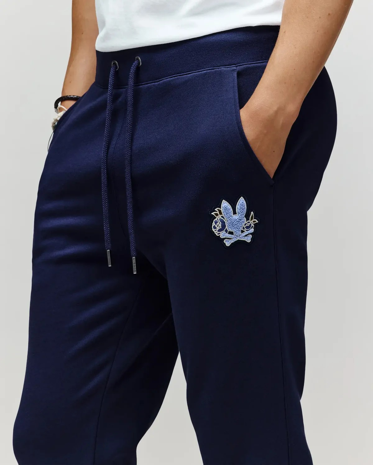 Psycho Bunny Auguste Floral Patch Jogger Pants in Evening Blue