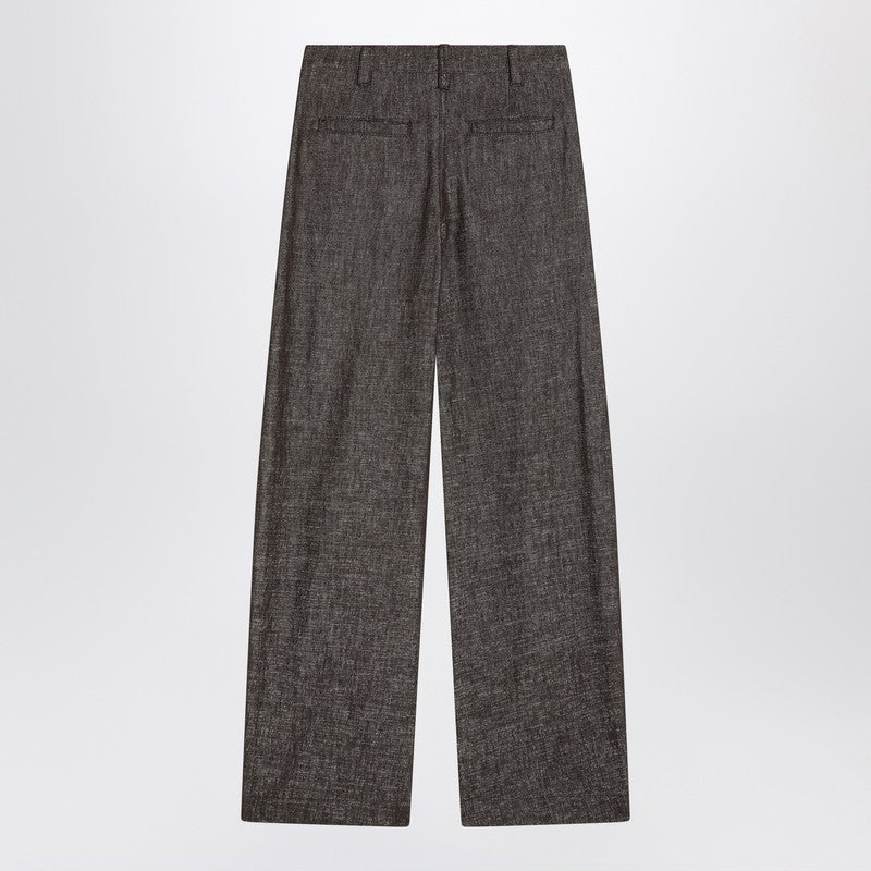 Brunello Cucinelli Wide brown trousers in cotton blend