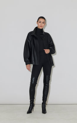 MIU Oversized Bomber Jacket in Leather