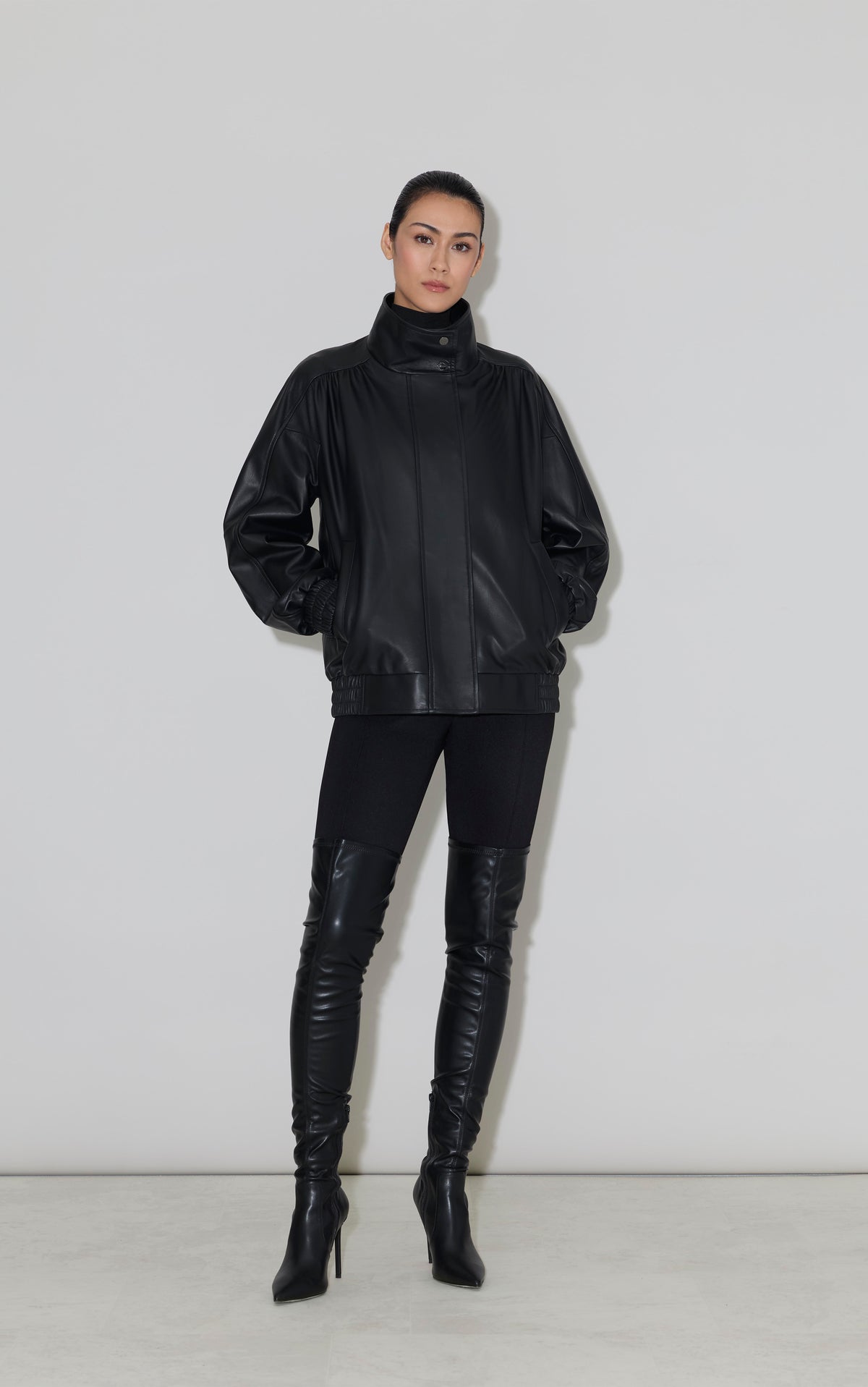 MIU Oversized Bomber Jacket in Leather