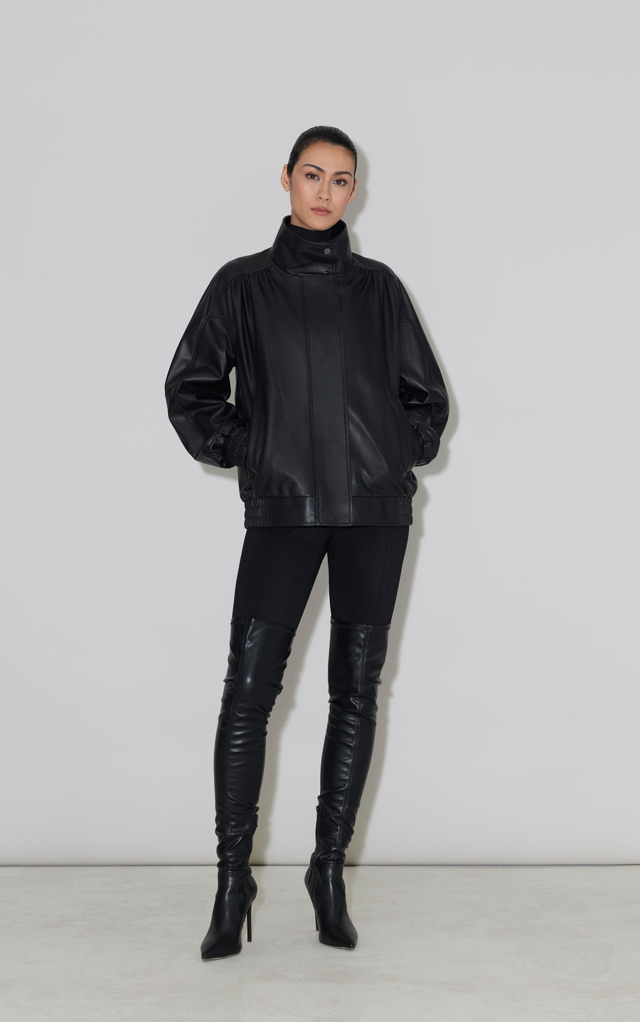 MIU Oversized Bomber Jacket in Leather