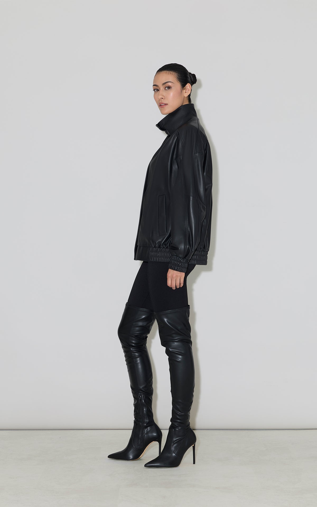 MIU Oversized Bomber Jacket in Leather