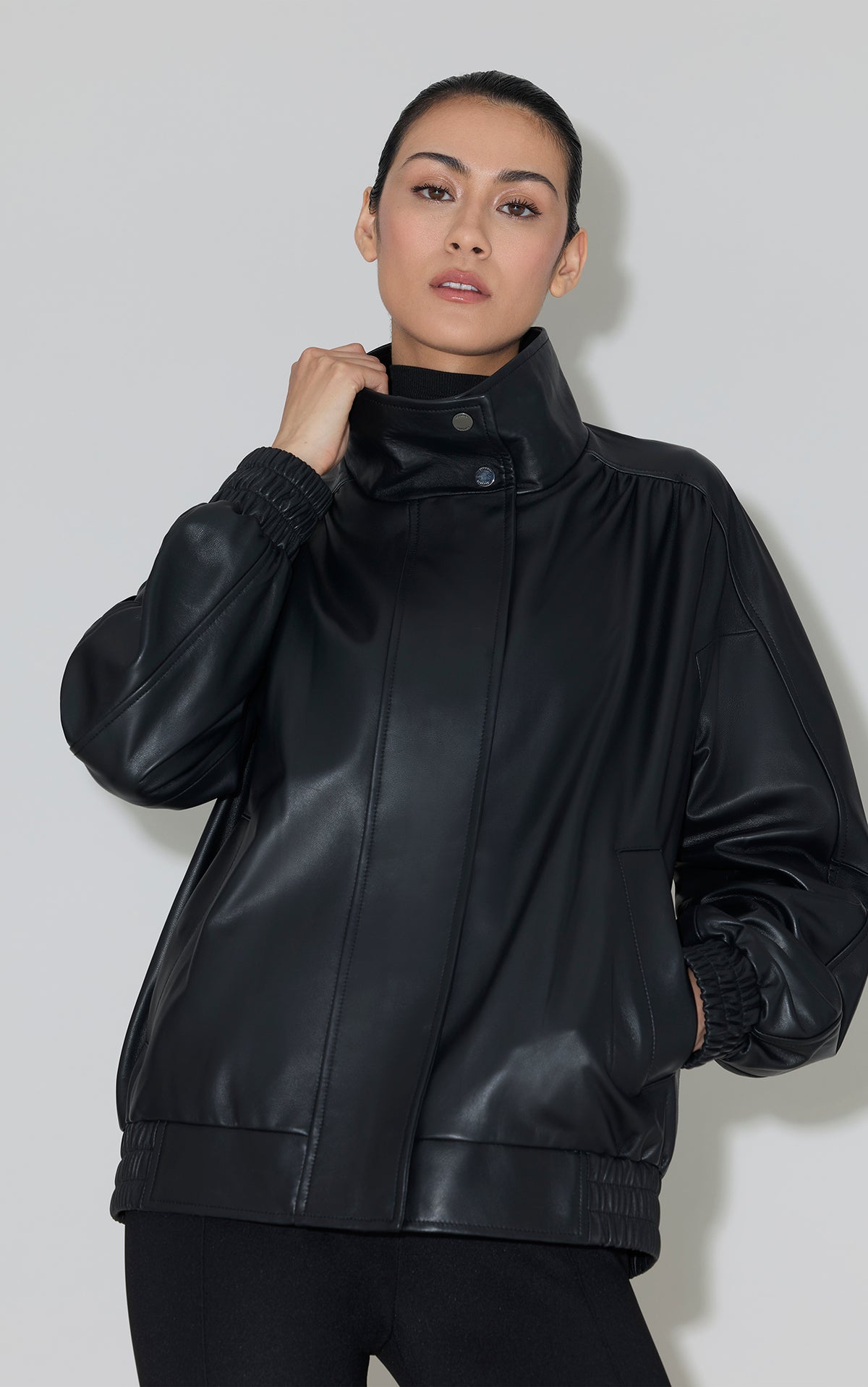 MIU Oversized Bomber Jacket in Leather