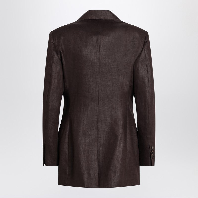 Brunello Cucinelli Shiny brown linen twill jacket