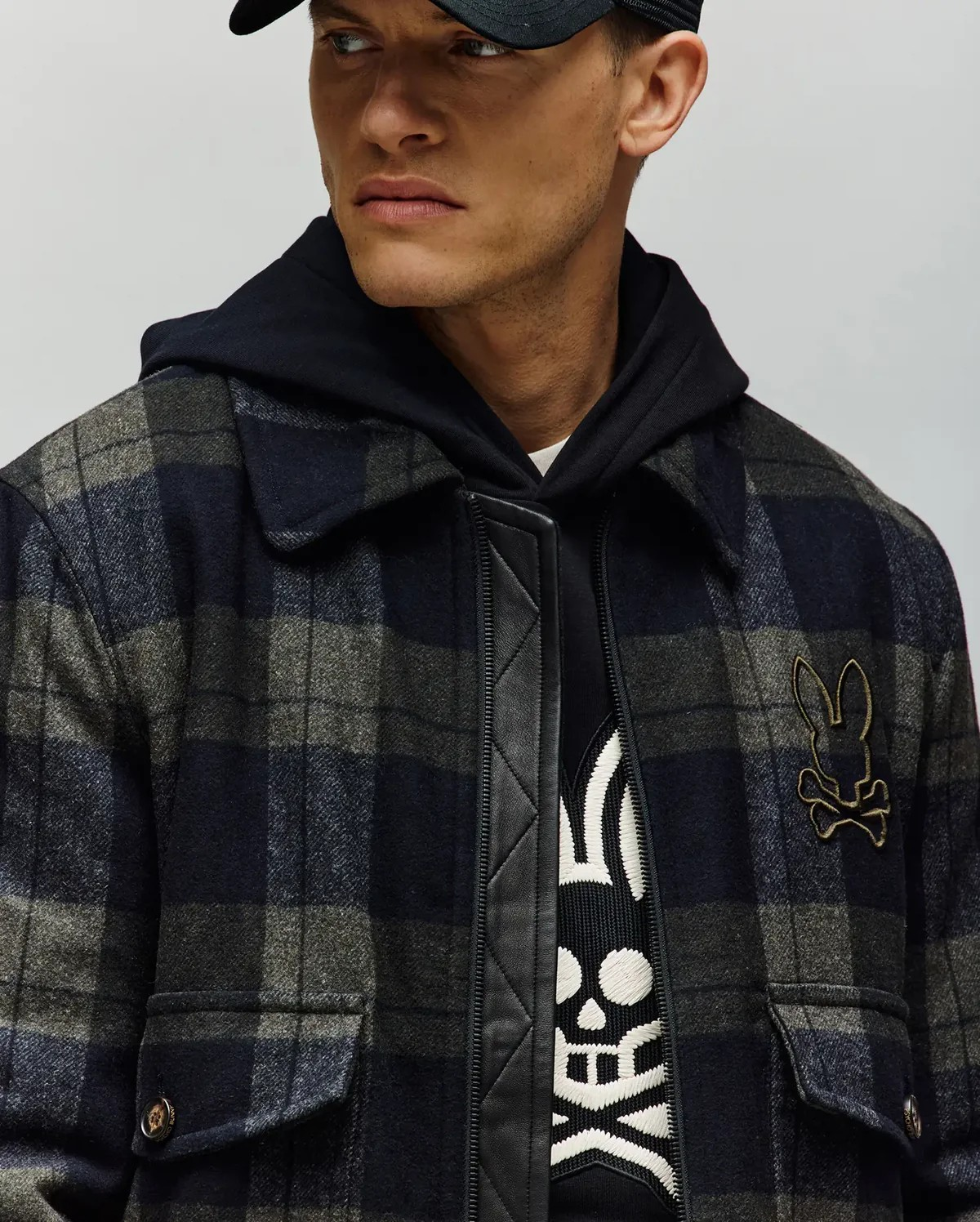Psycho Bunny Gavin Plaid Bomber Jacket in Dusky Green