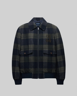 Psycho Bunny Gavin Plaid Bomber Jacket in Dusky Green