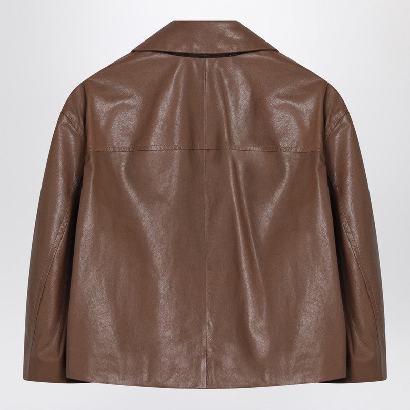 Brunello Cucinelli Brown cropped leather jacket