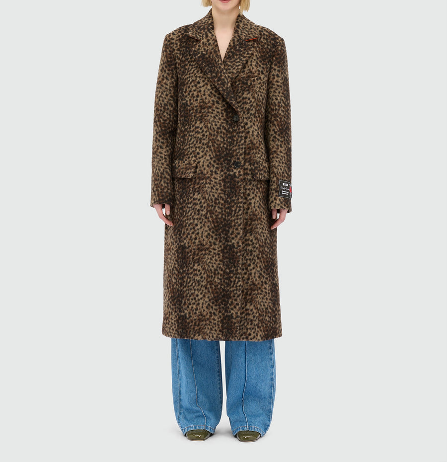 MSGM Lynx-Effect Wool Coat – Made in Italy