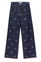 MSGM Rhinestone Logo Monogram Jeans – Blue