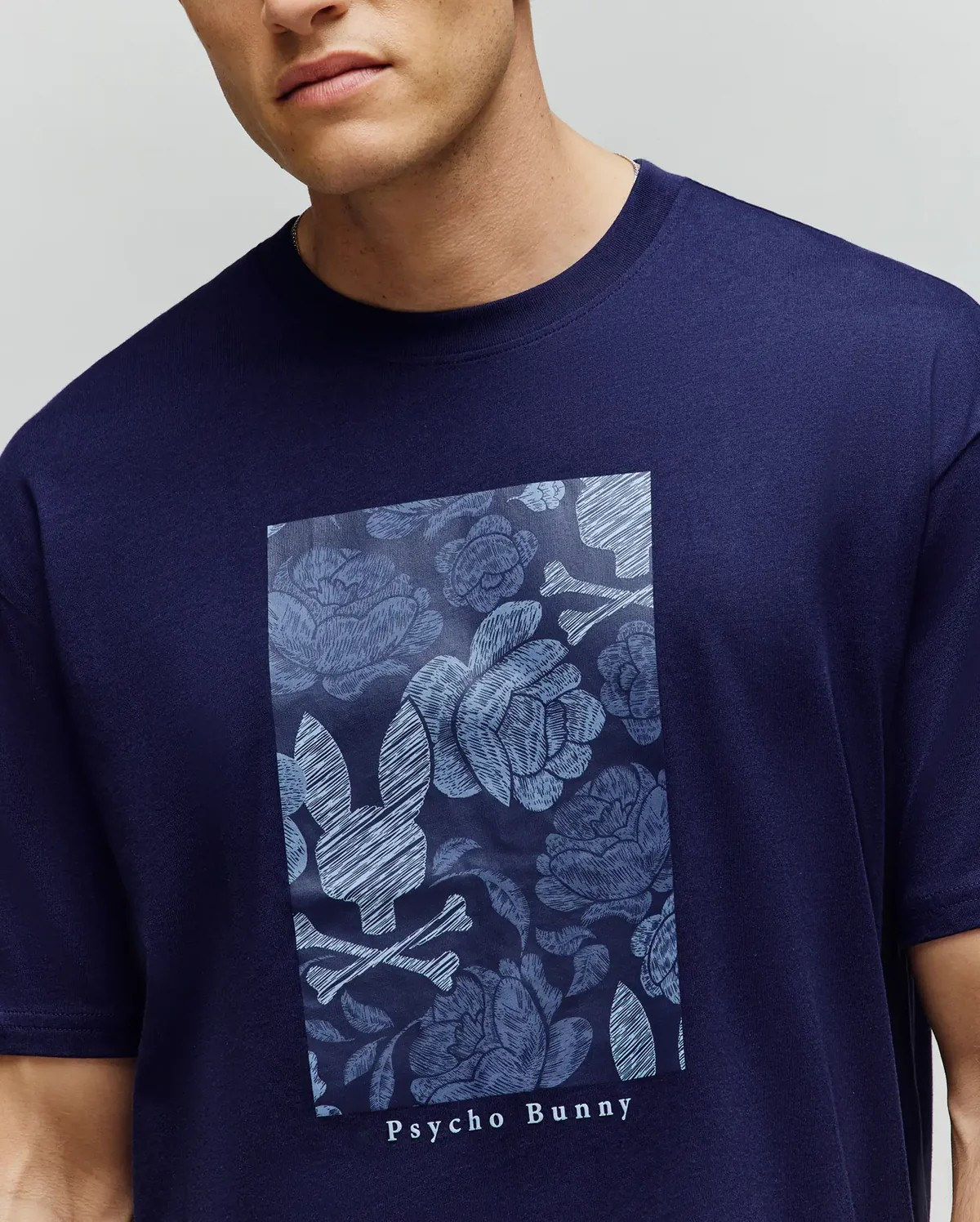 Psycho Bunny Rowen Graphic Tee in Evening Blue