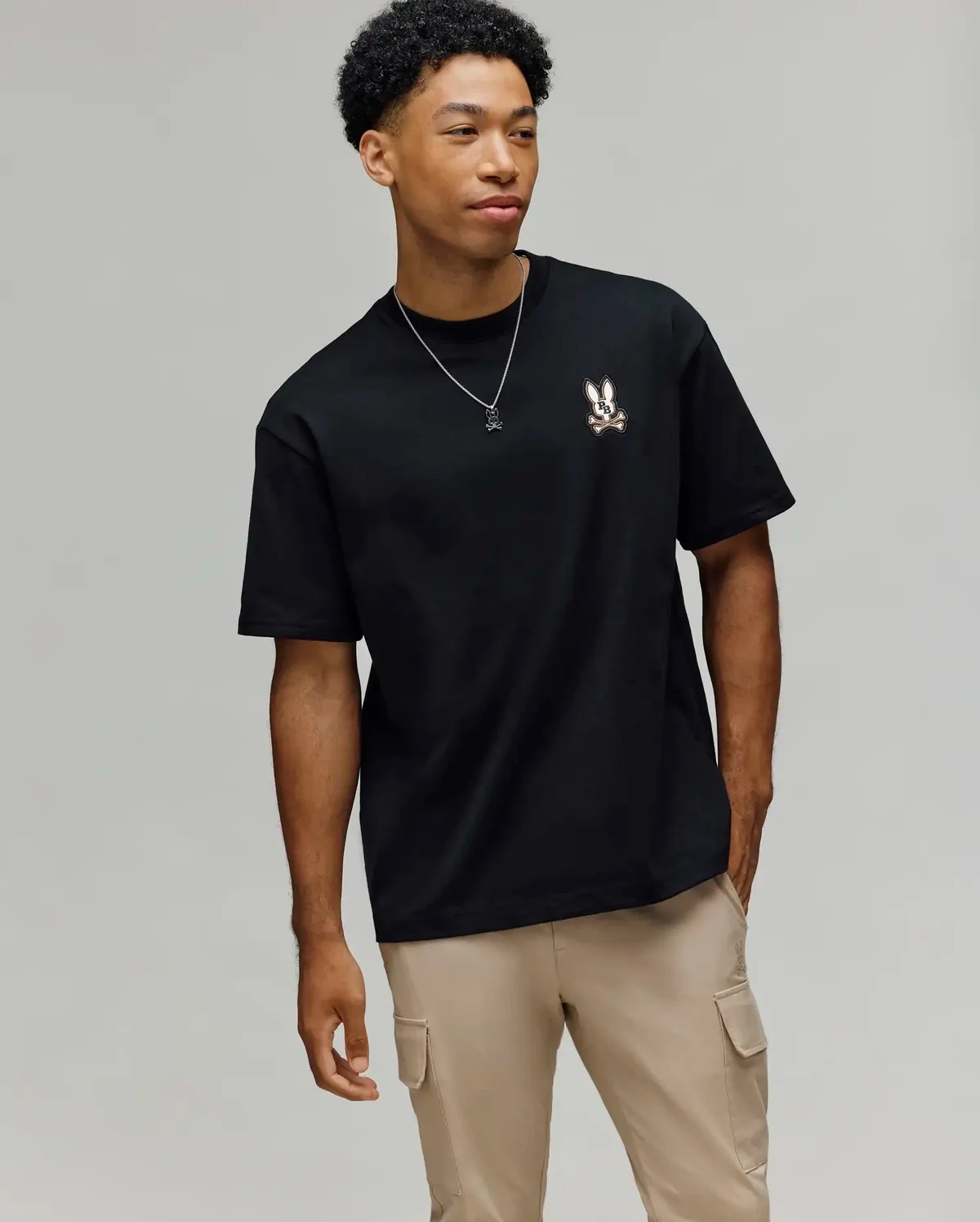 Psycho Bunny Wade Relaxed Fit Chest Tee in Black