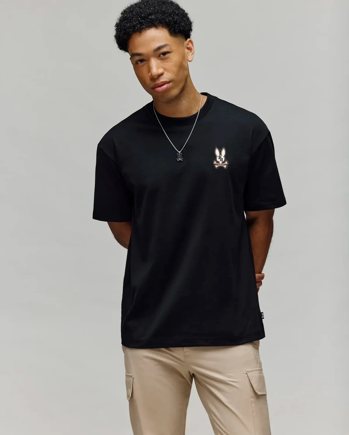 Psycho Bunny Wade Relaxed Fit Chest Tee in Black