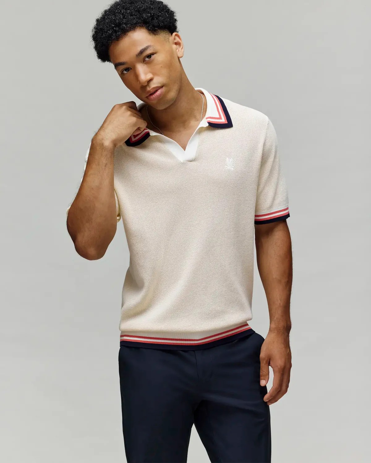 Mens Carter Johnny Collar Knit Polo
