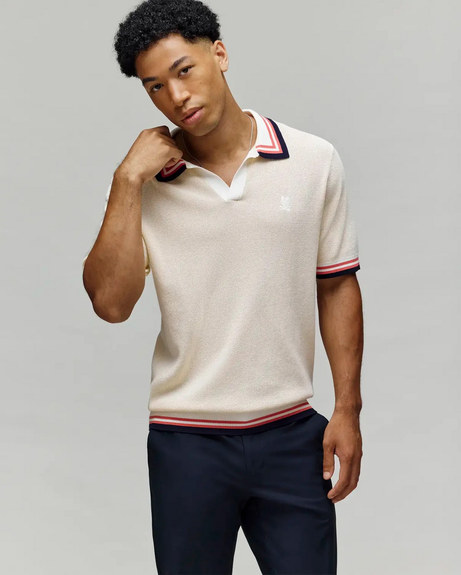Mens Carter Johnny Collar Knit Polo