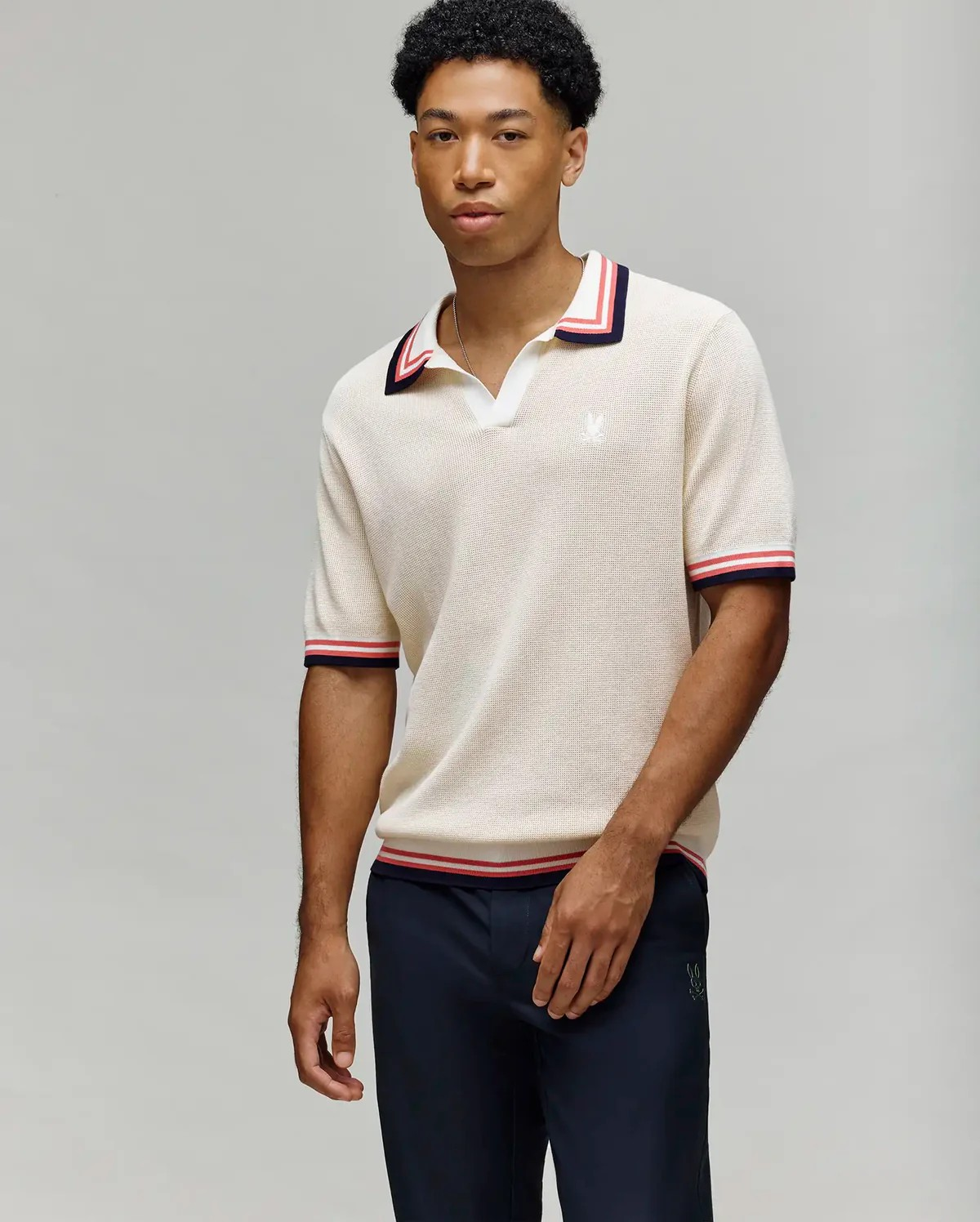 Mens Carter Johnny Collar Knit Polo