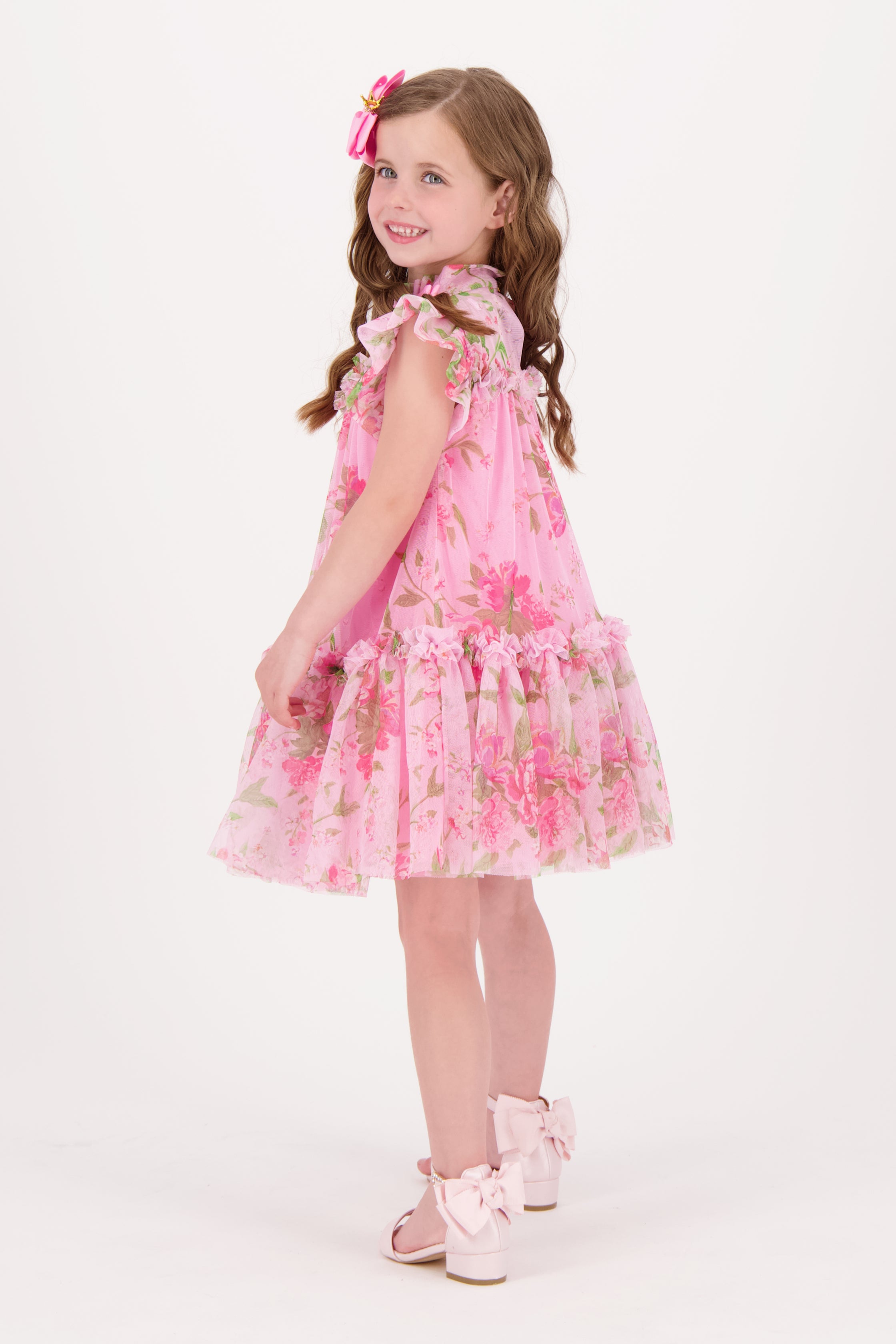 Marigold Roses Tulle Dress Pink