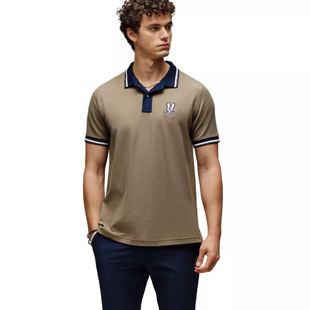 Psycho Bunny Mens Wade Pique Polo in Dusky Green
