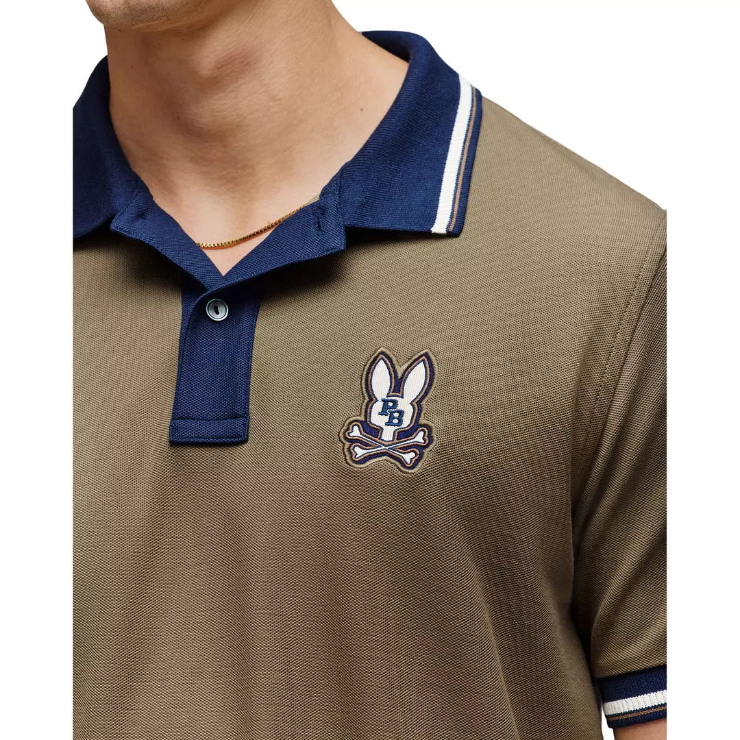 Psycho Bunny Mens Wade Pique Polo in Dusky Green