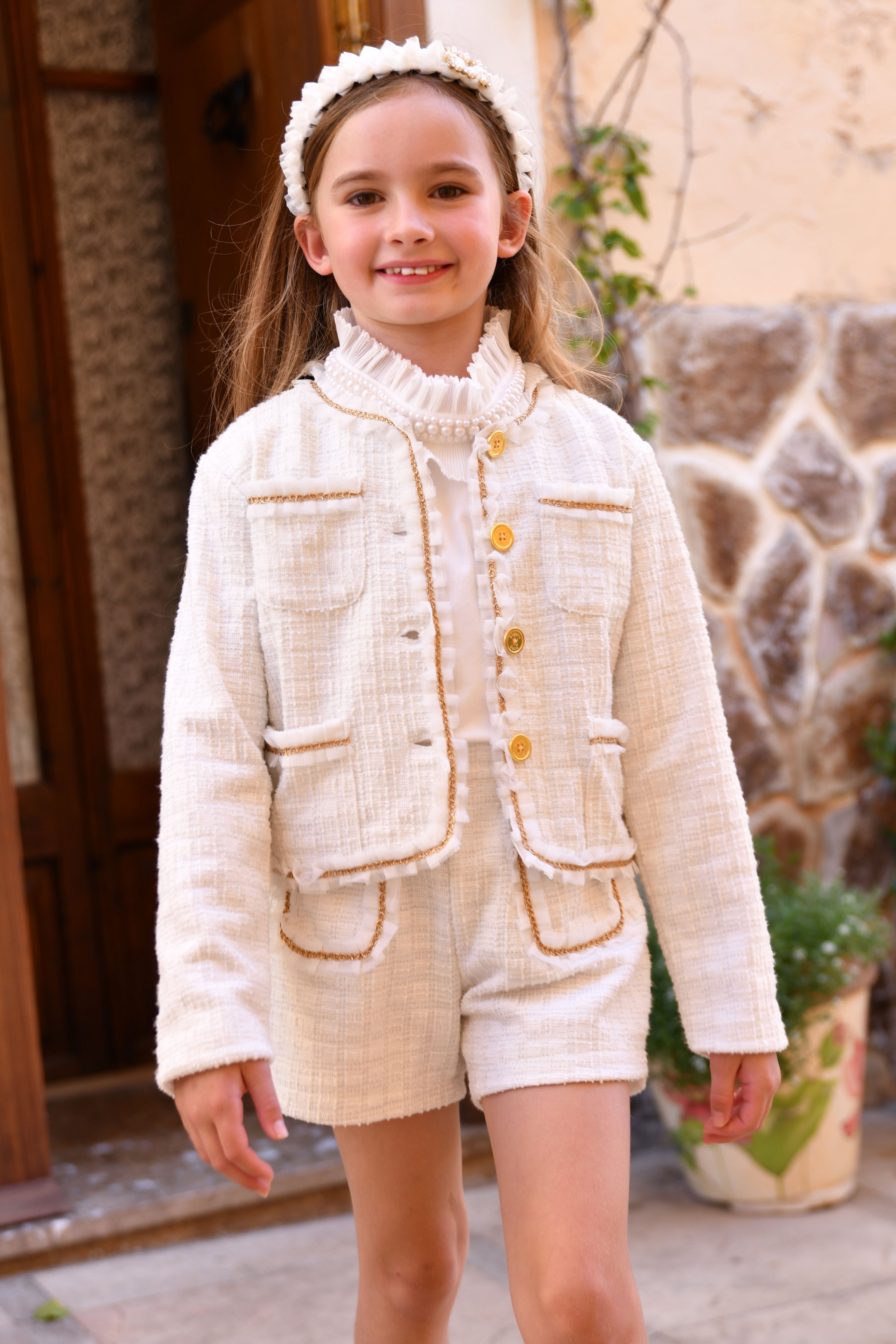 Angel Face Nessa Tweed Shorts Snowdrop