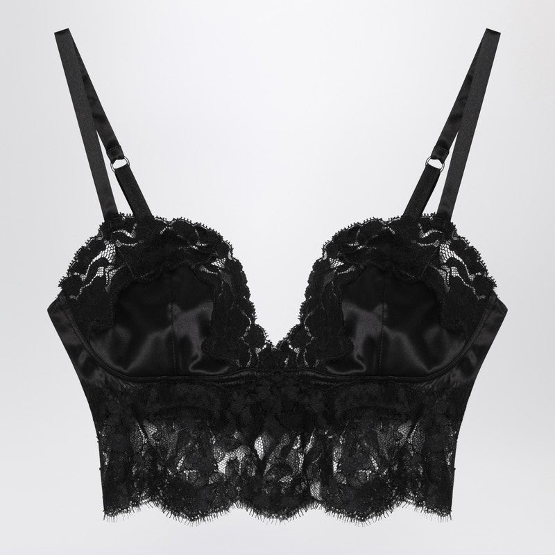 Dolce & Gabbana Dolce&Gabbana Black bralette top in silk satin and lace