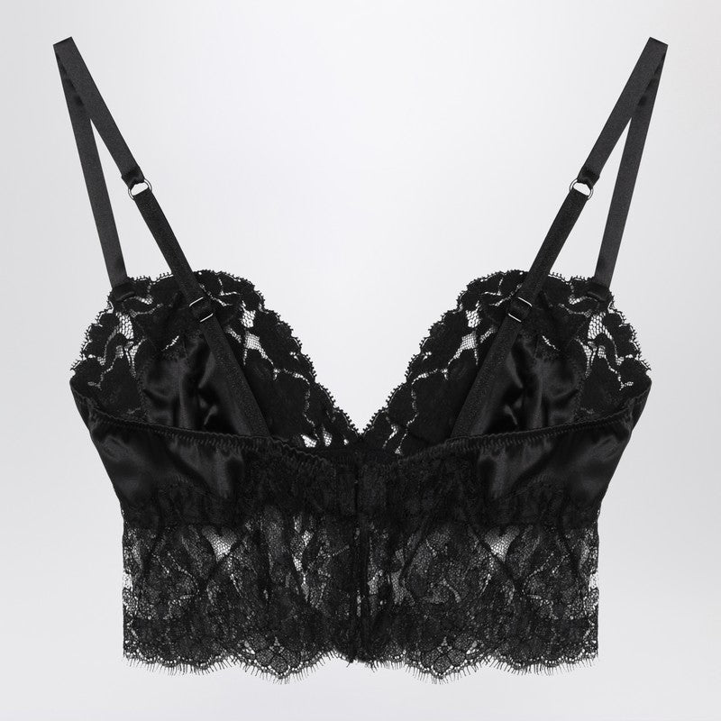 Dolce & Gabbana Dolce&Gabbana Black bralette top in silk satin and lace