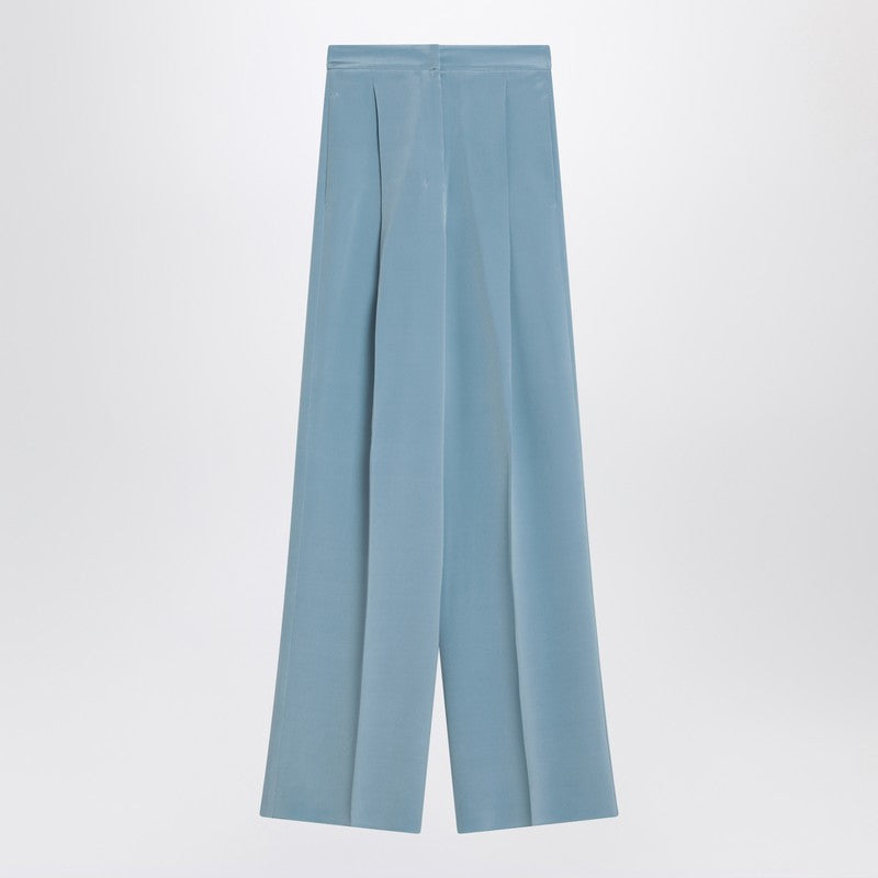 Max Mara Pianoforte Wide-leg sky blue trousers in silk