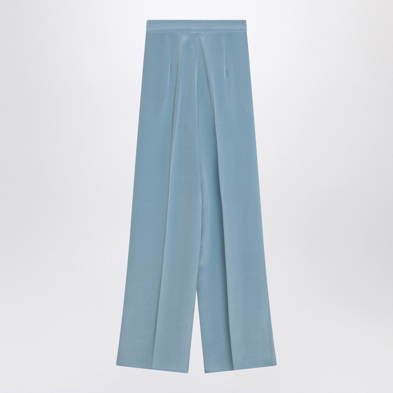 Max Mara Pianoforte Wide-leg sky blue trousers in silk