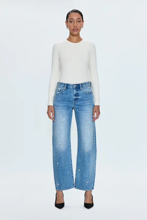 LEXI MID RISE BOWED STRAIGHT PANT