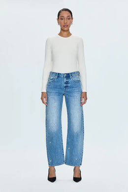 LEXI MID RISE BOWED STRAIGHT PANT