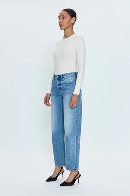 LEXI MID RISE BOWED STRAIGHT PANT