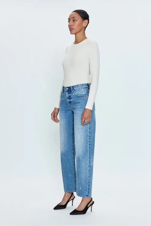 LEXI MID RISE BOWED STRAIGHT PANT