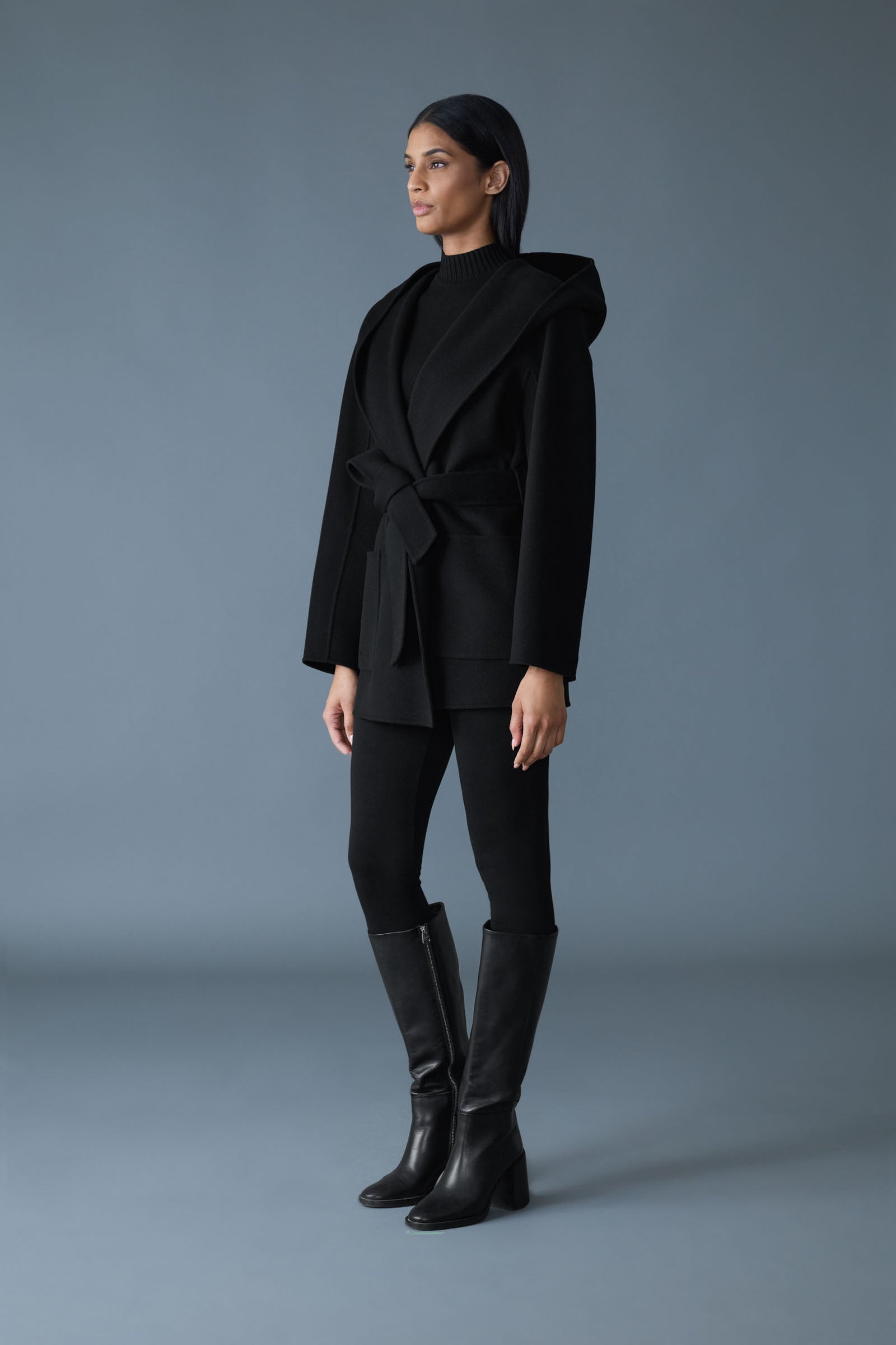 Mackage PAYA Wool Wrap Coat With Sash Belt