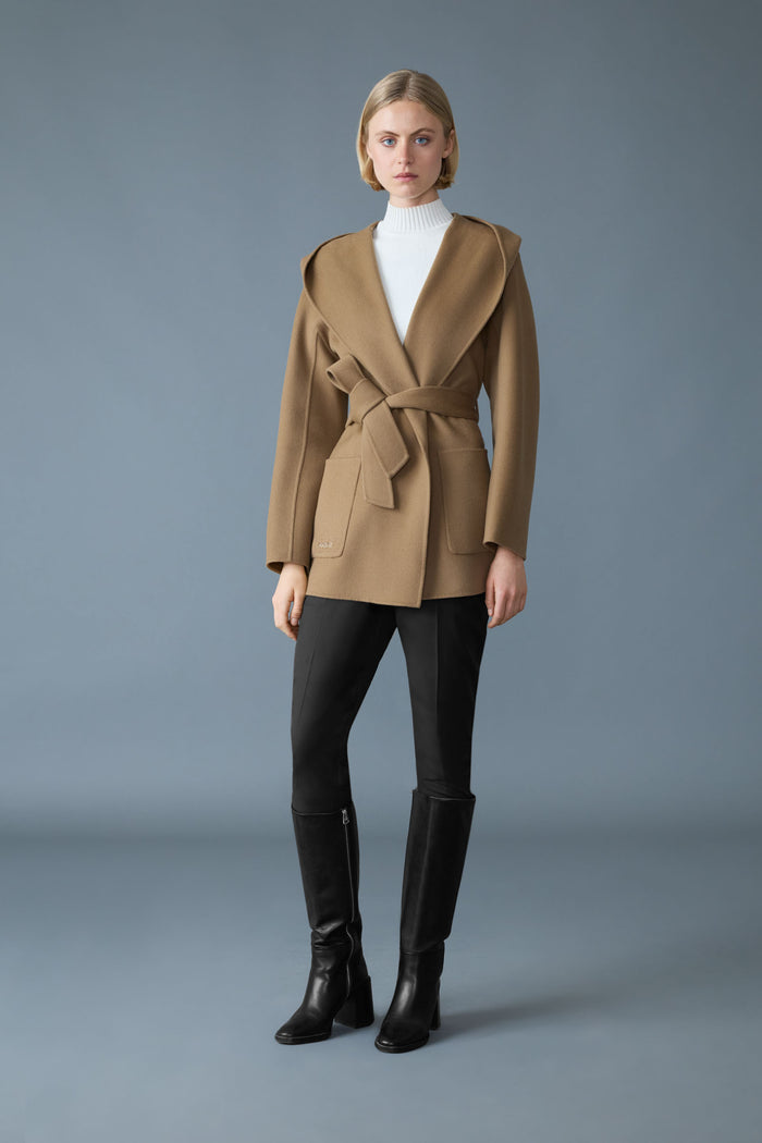 Mackage PAYA Wool Wrap Coat With Sash Belt