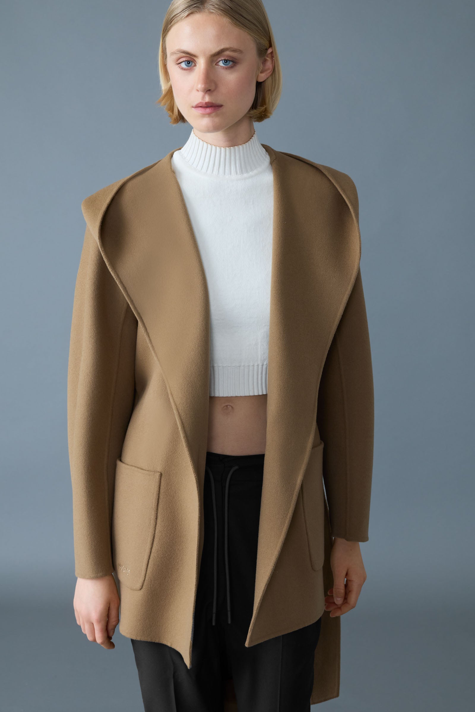 Mackage PAYA Wool Wrap Coat With Sash Belt