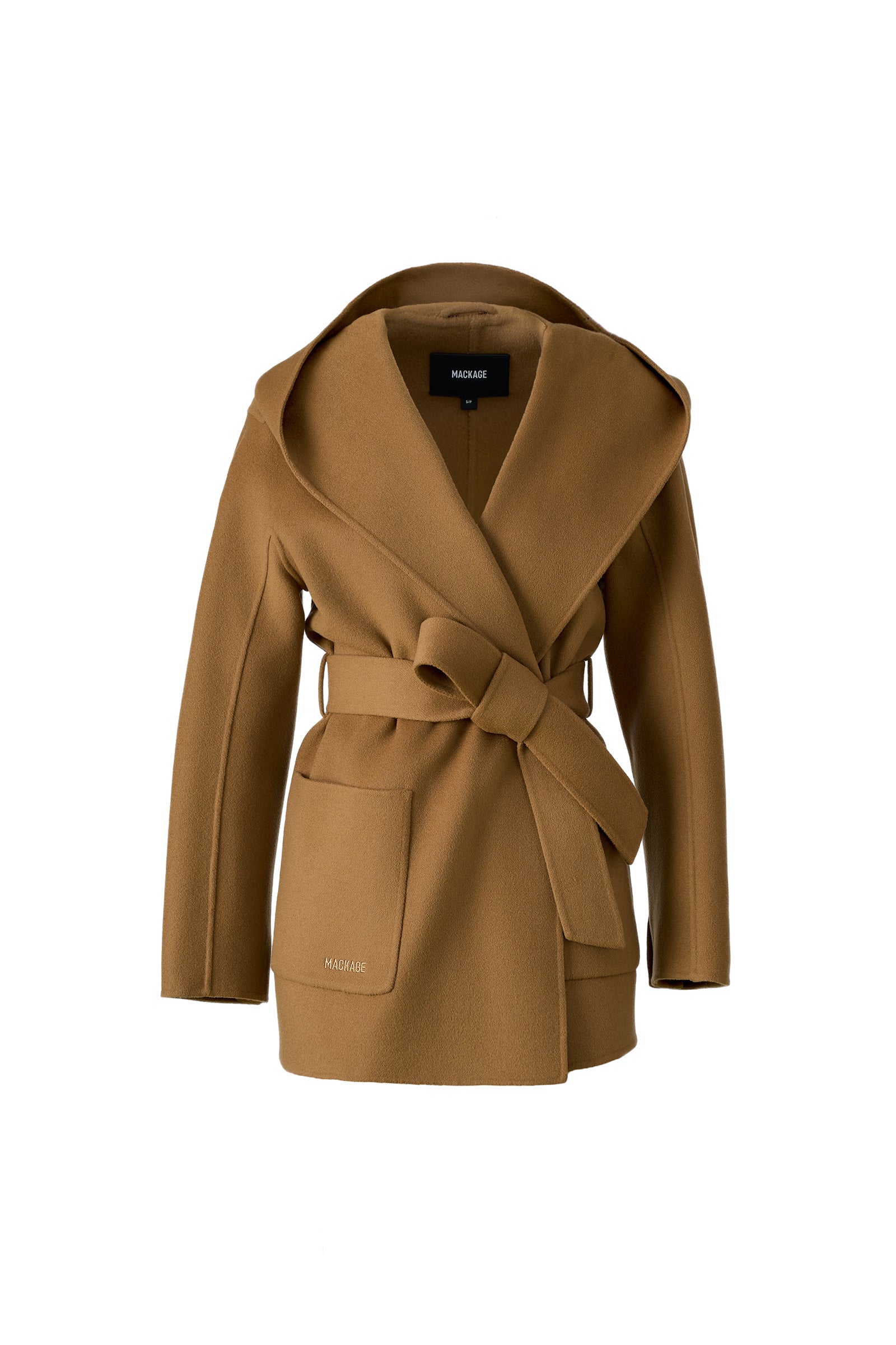 Mackage PAYA Wool Wrap Coat With Sash Belt