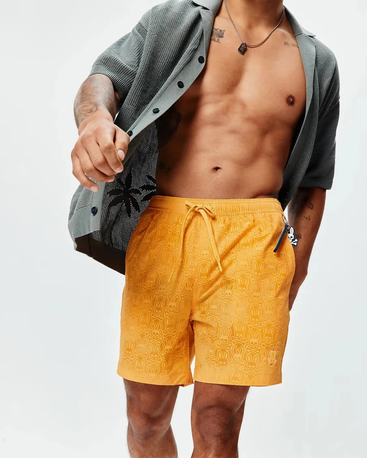 Psycho Bunny Samos Hydrochromic Printed Swim Trunk