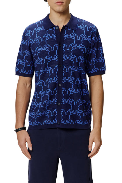 Psycho Bunny Kane Relaxed Fit All Over Bunny Knit Shirt