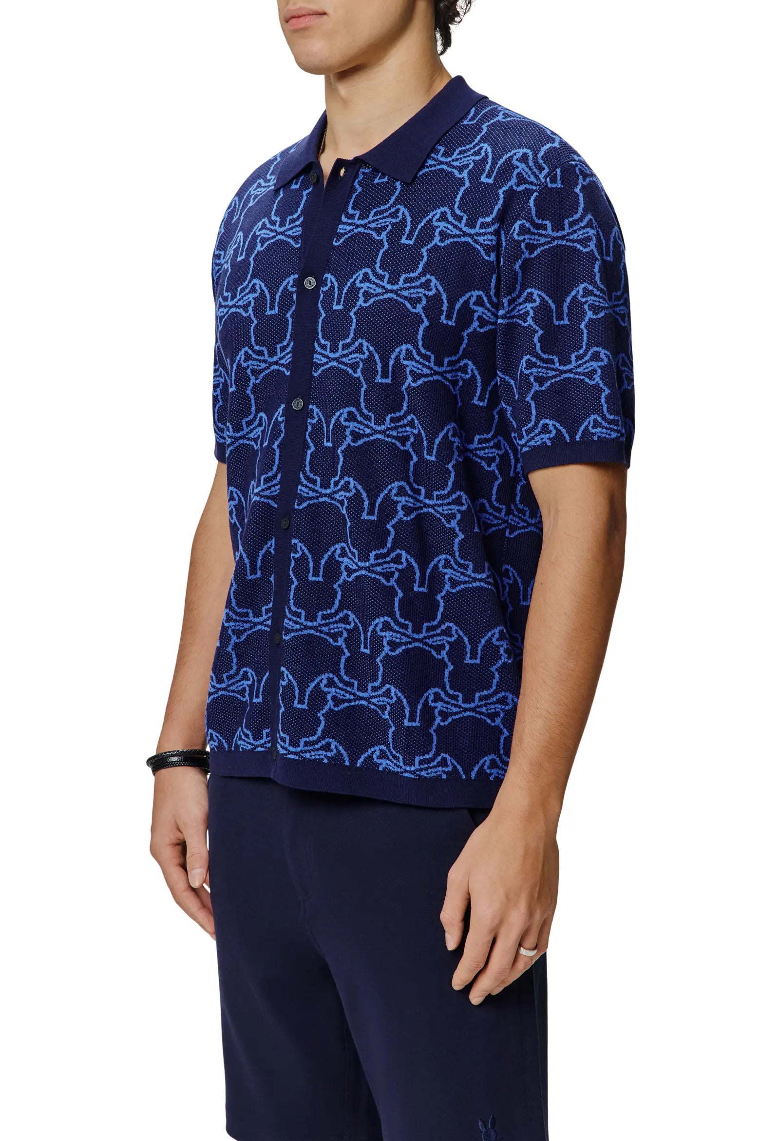 Psycho Bunny Kane Relaxed Fit All Over Bunny Knit Shirt