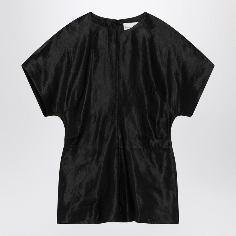 Loulou Studio Black T-shirt in linen and silk