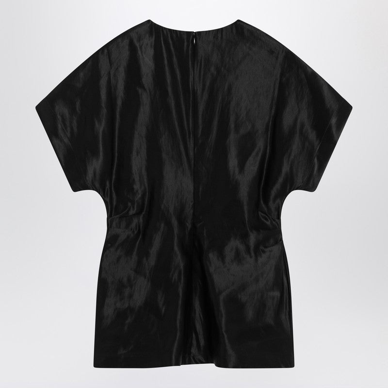 Loulou Studio Black T-shirt in linen and silk