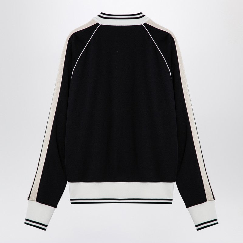 Palm Angels Black/white zip sweatshirt